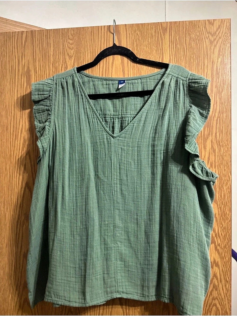Old Navy Women's Green & Black Ruffle Top SET Size XXL